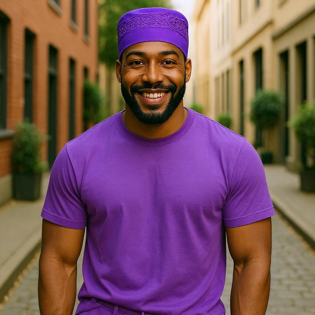 Men's Solid Color Embroidered Kufi Hat