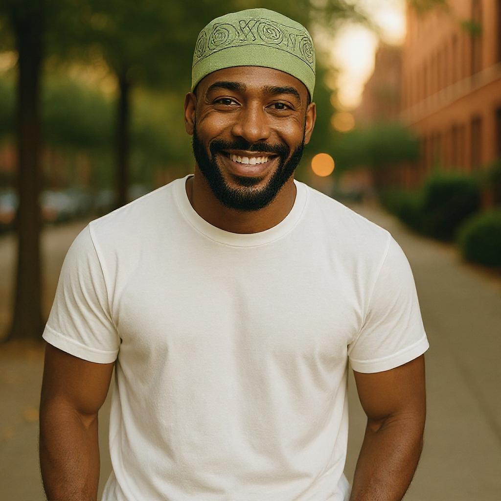 Men's Solid Color Embroidered Kufi Hat