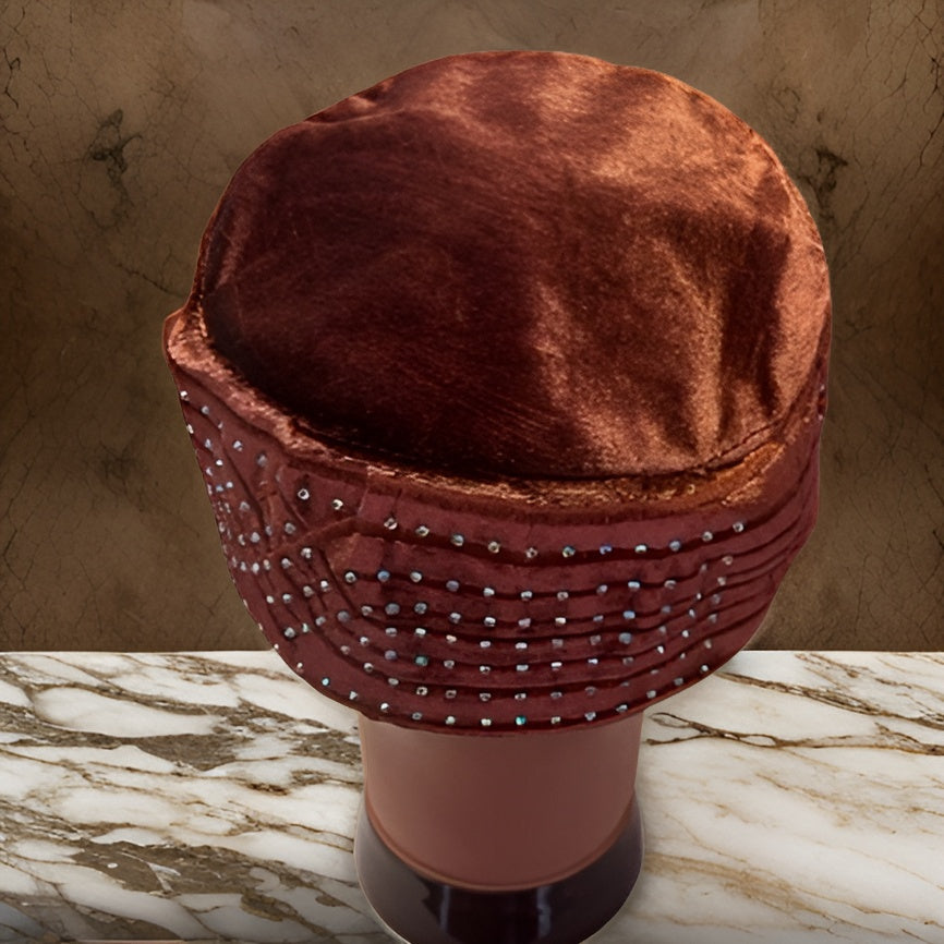 Men's African Brown Velvet 3pc Grand Boubou Suit - Premium African Apparel from MAGOS - Just $124.99! Shop this and more African Apparel now