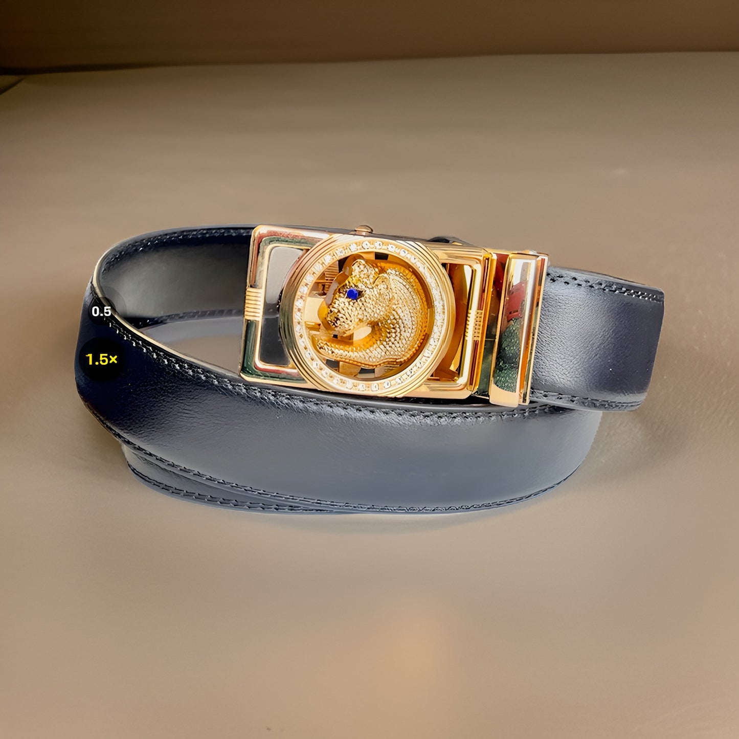 Men's Fashion Diamond Leopard Head Buckle Black Belt - Premium African Accessories from MAGOS - Just $18.99! Shop this and more African Accessories now