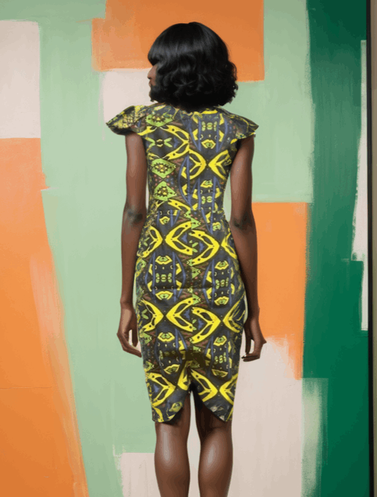 Sleeveless knee-length African print dress (Size 10)