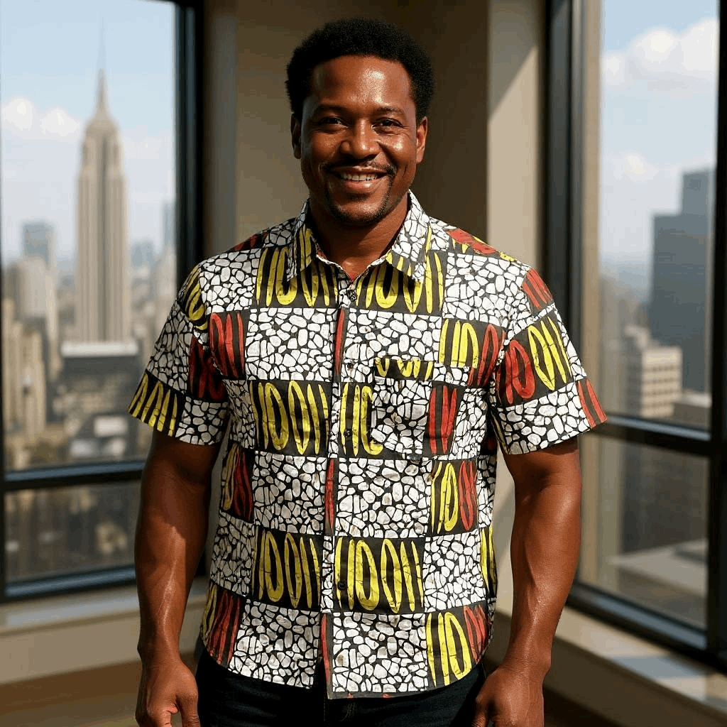 Men's Patch Pattern African Print Shirt
