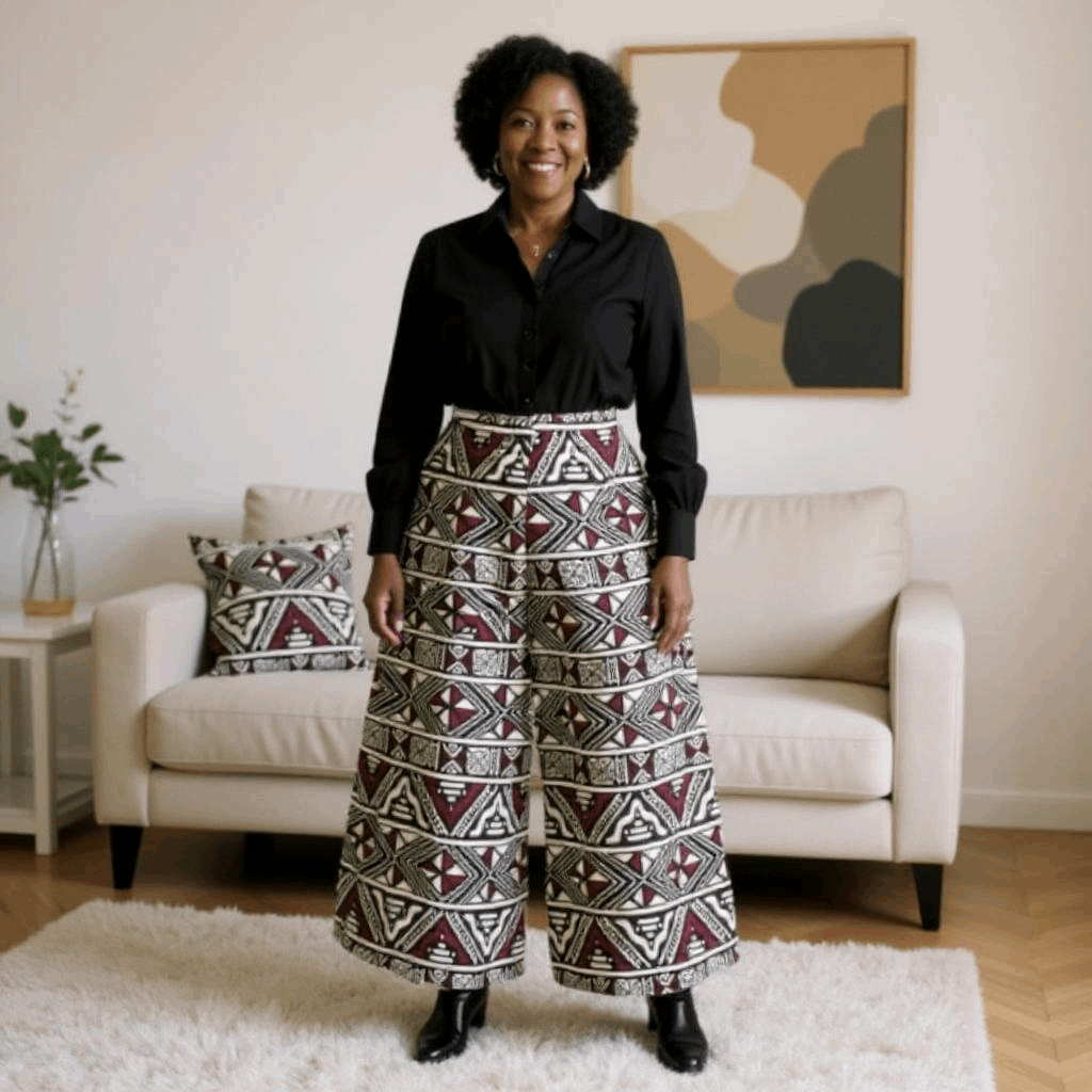 Women's Brown Cream Print Palazzo Pants