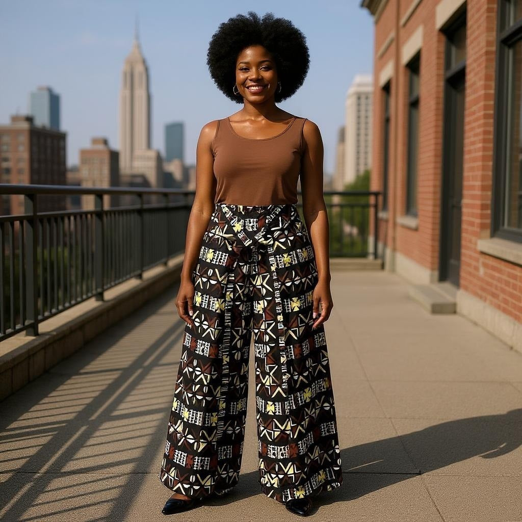 African Print Palazzo Pants & Bag Set (Tribal Print)