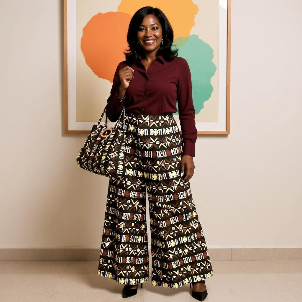 African Print Palazzo Pants & Bag Set (Tribal Print)