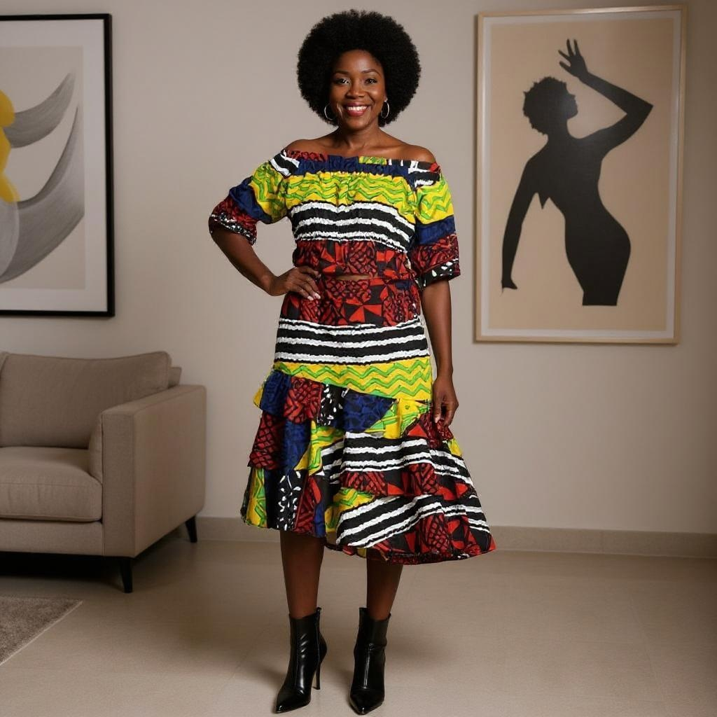 African Ankara Print Top and Skirt Set