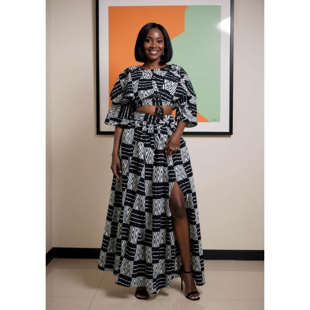 African Crop Top, Slit Skirt