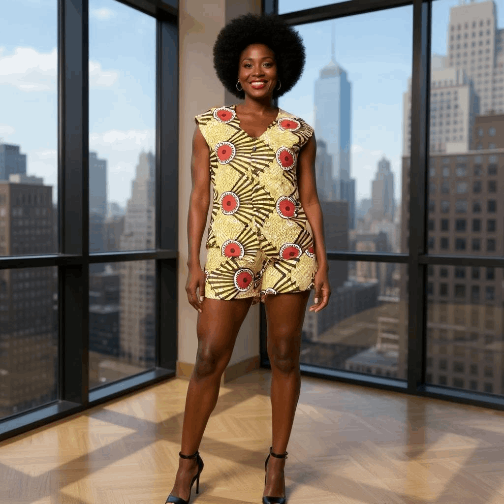 Women's African Print Vest & Shorts Set