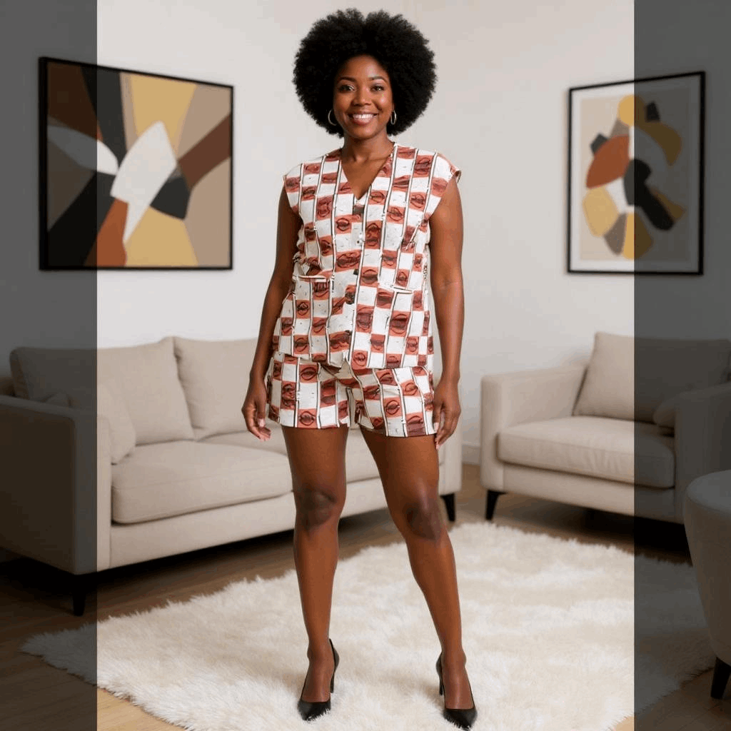 Women's African Print Vest & Shorts Set
