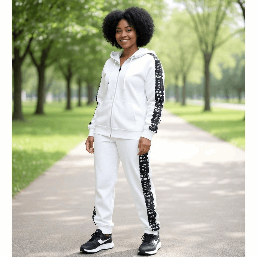 Light Grey African Mud Print Jogger Track Suit (XLarge)