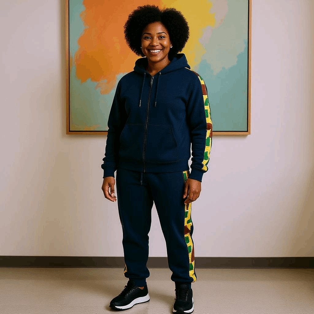 Navy African Kente Print Jogger Track Suit (3XL)