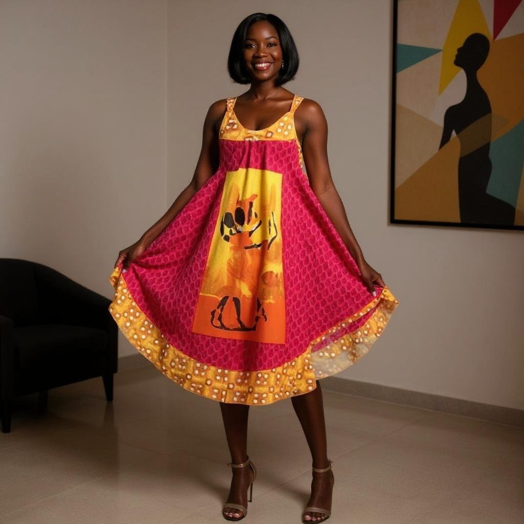 Women African Printed Umbrella Dress