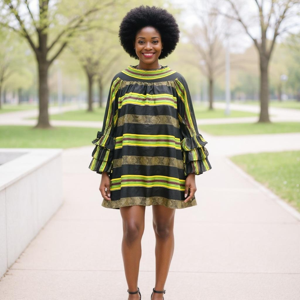 African Kente Print Style 4 Off shoulder Dress