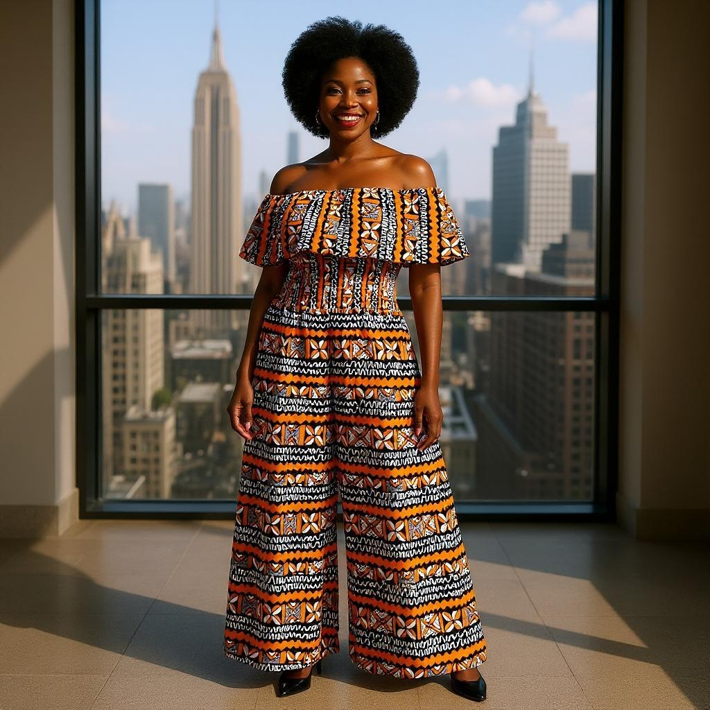 African Print Palazzo Jumpsuit
