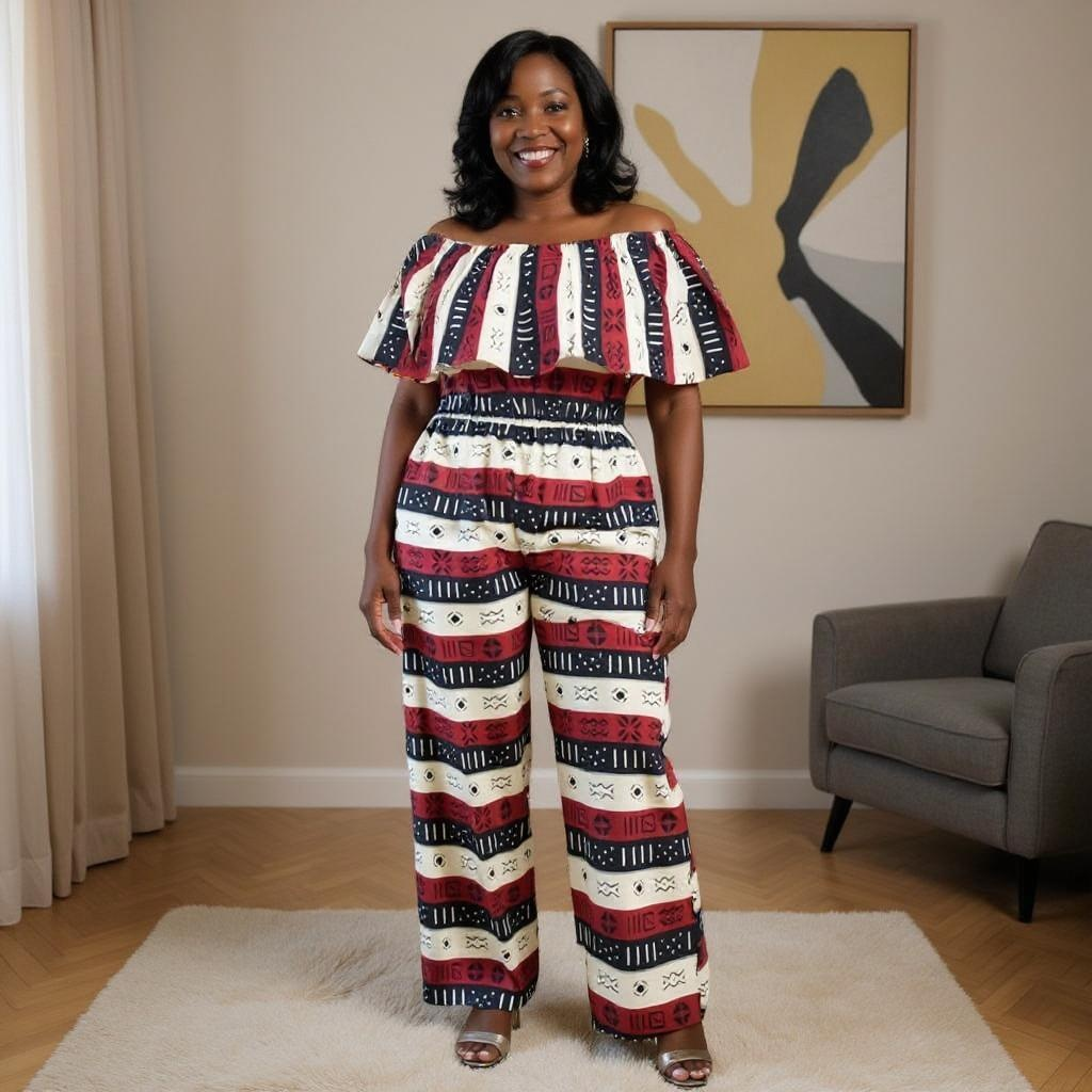African Print Palazzo Jumpsuit