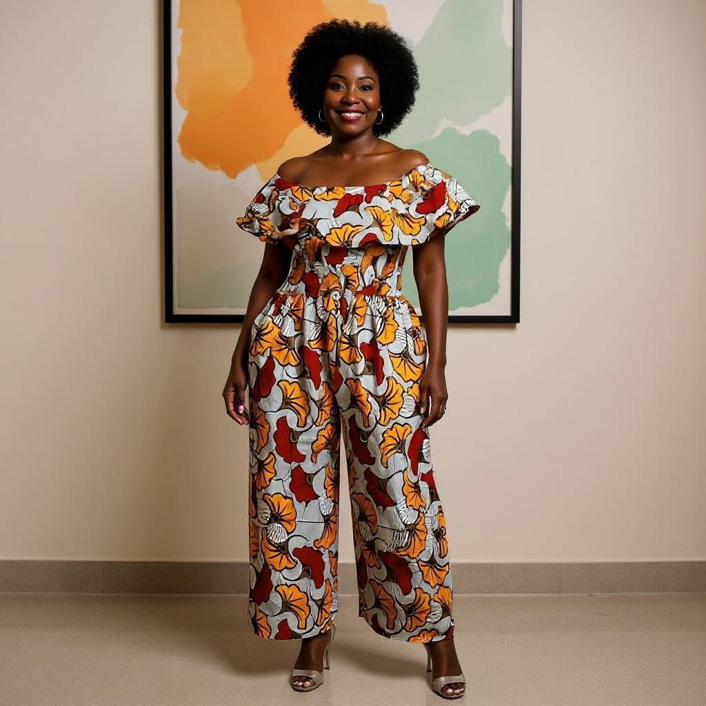 African Print Palazzo Jumpsuit