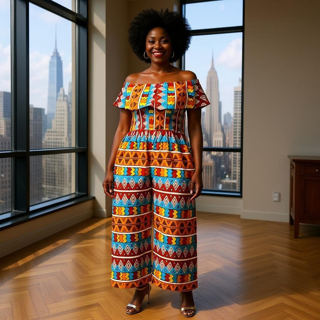 African Print Palazzo Jumpsuit