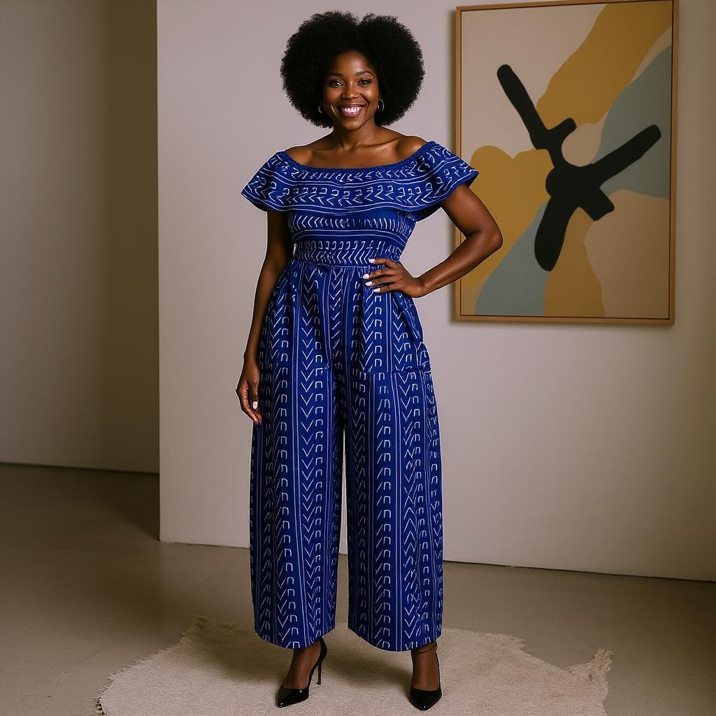African Print Palazzo Jumpsuit