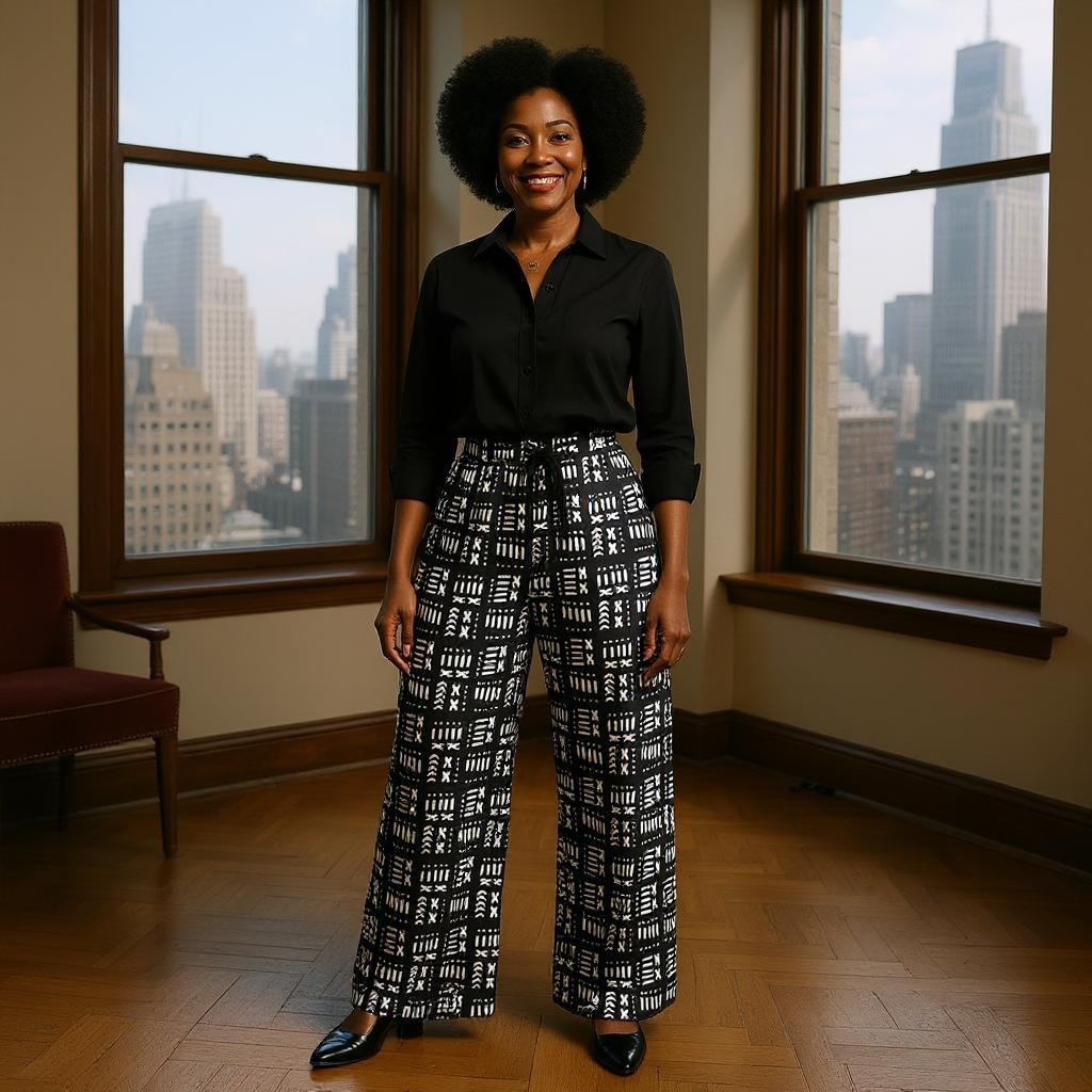 Women's African Ankara Print Cargo Pants with Side Pockets