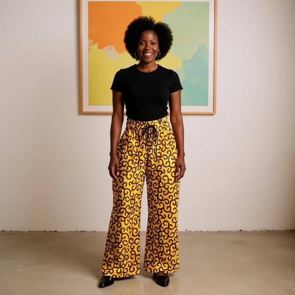 Women's African Ankara Print Cargo Pants with Side Pockets