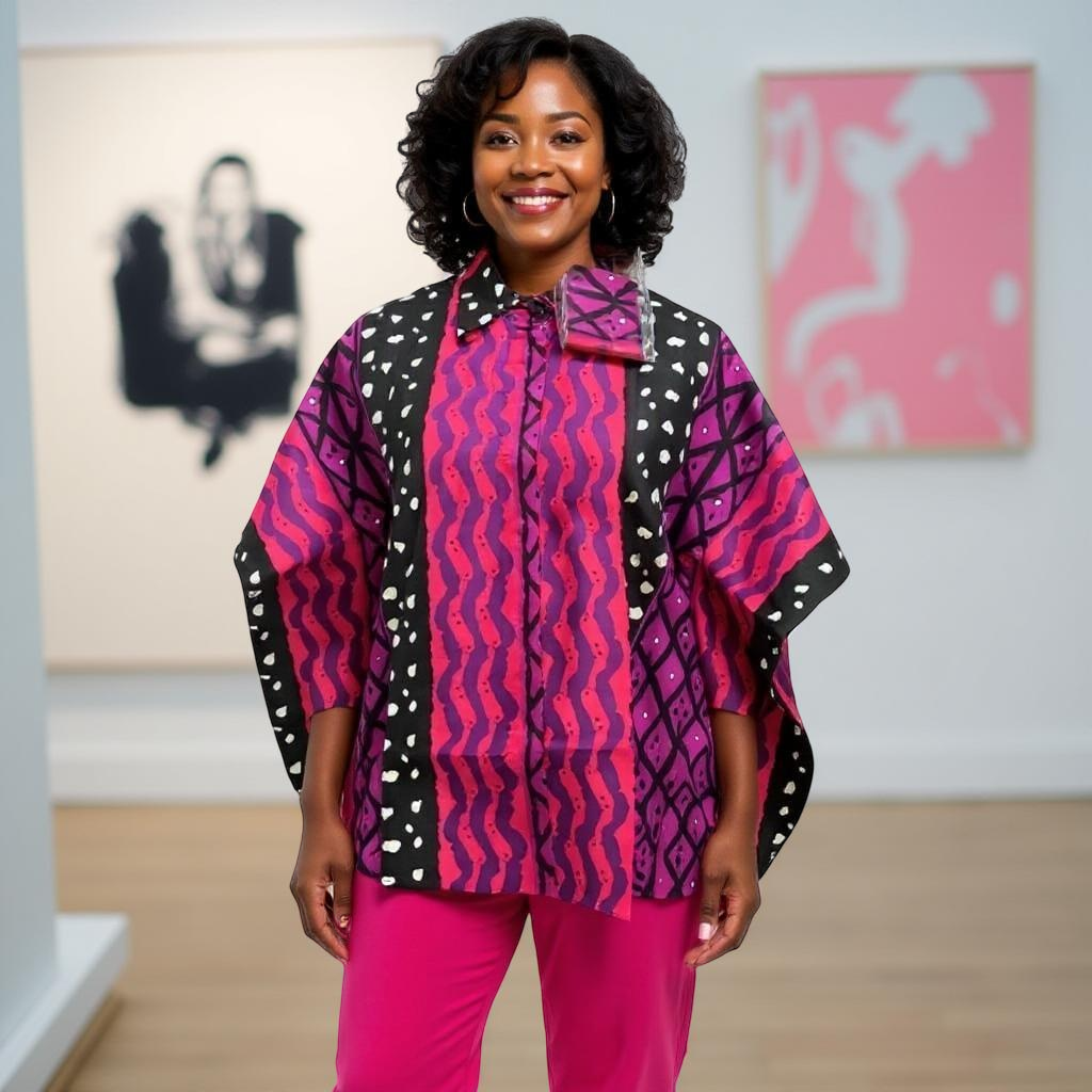 African Print Button Down Short Kaftan