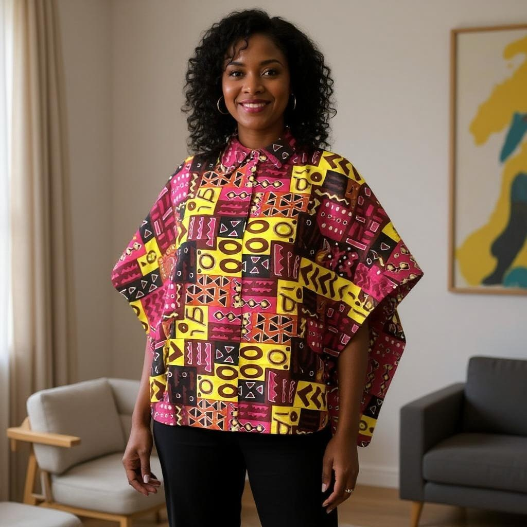 African Print Button Down Short Kaftan