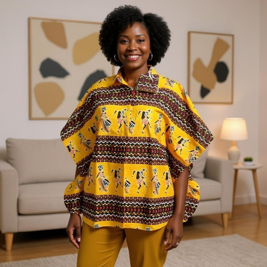 African Print Button Down Short Kaftan