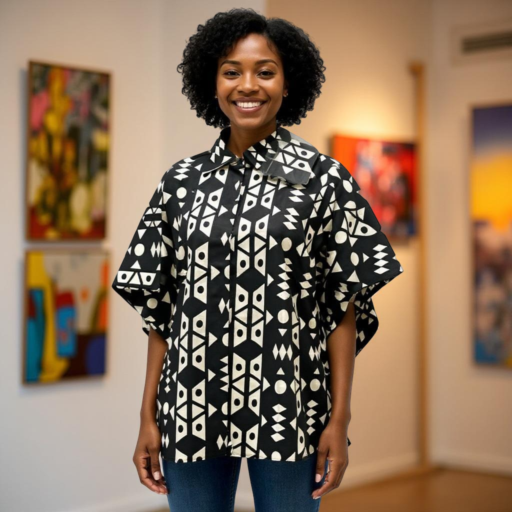 African Print Button Down Short Kaftan