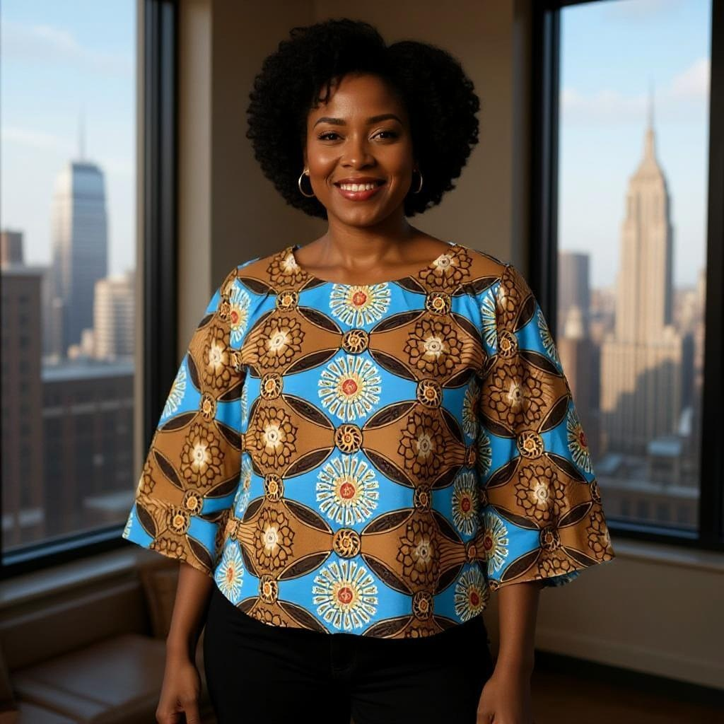 Women's Off Shoulder Ankara African Brown Print Blouse
