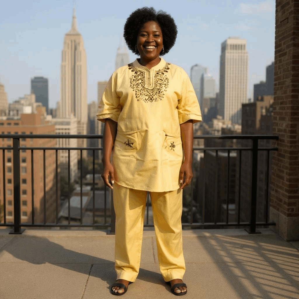Men's Traditional African Outfit - Silky Goldish Tan Embroidered Dashiki Set