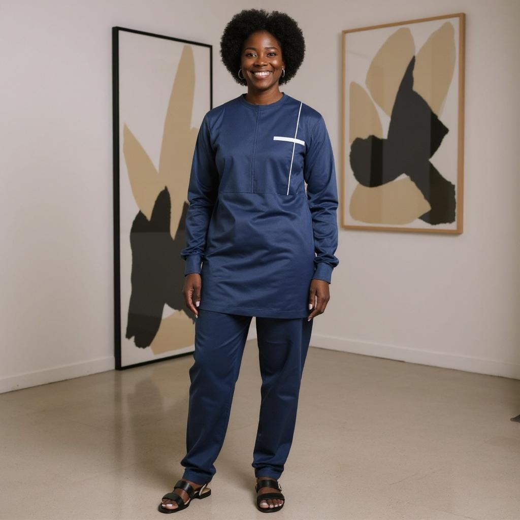 Men's African Style Navy Pants Set
