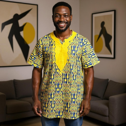Embroidered African Dashiki Shirt (XL}