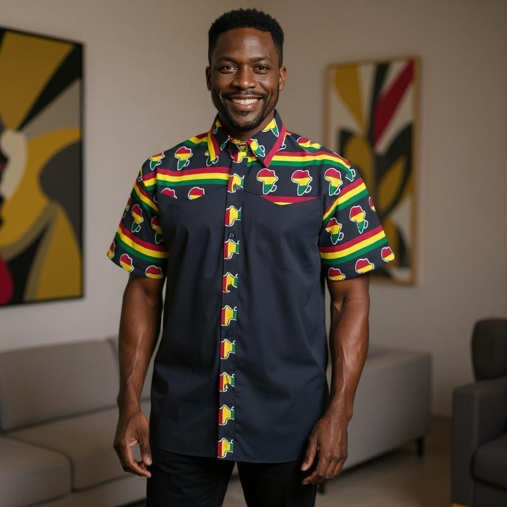 Men's African Ankara Short Sleeve Button Down Shirts