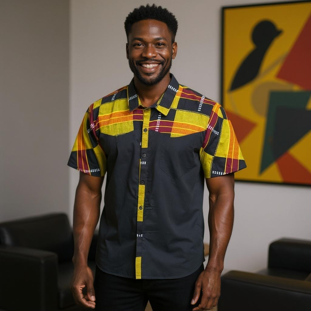 Men's African Ankara Short Sleeve Button Down Shirts