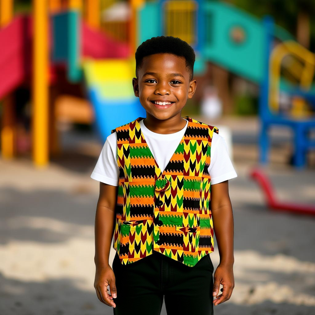 Boys African Kente Print Vest (Style C)