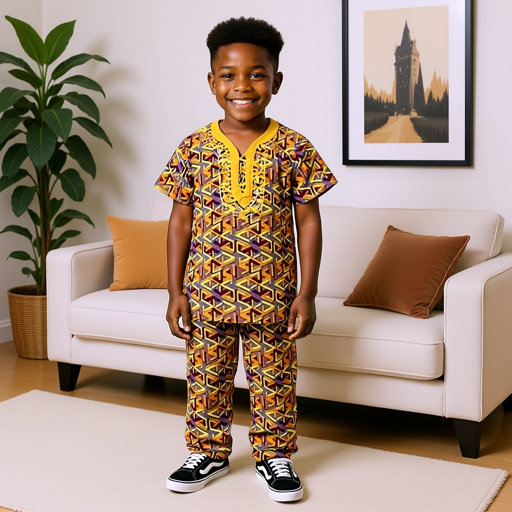 Boys Ankara Embroidered Pants Set (12T)