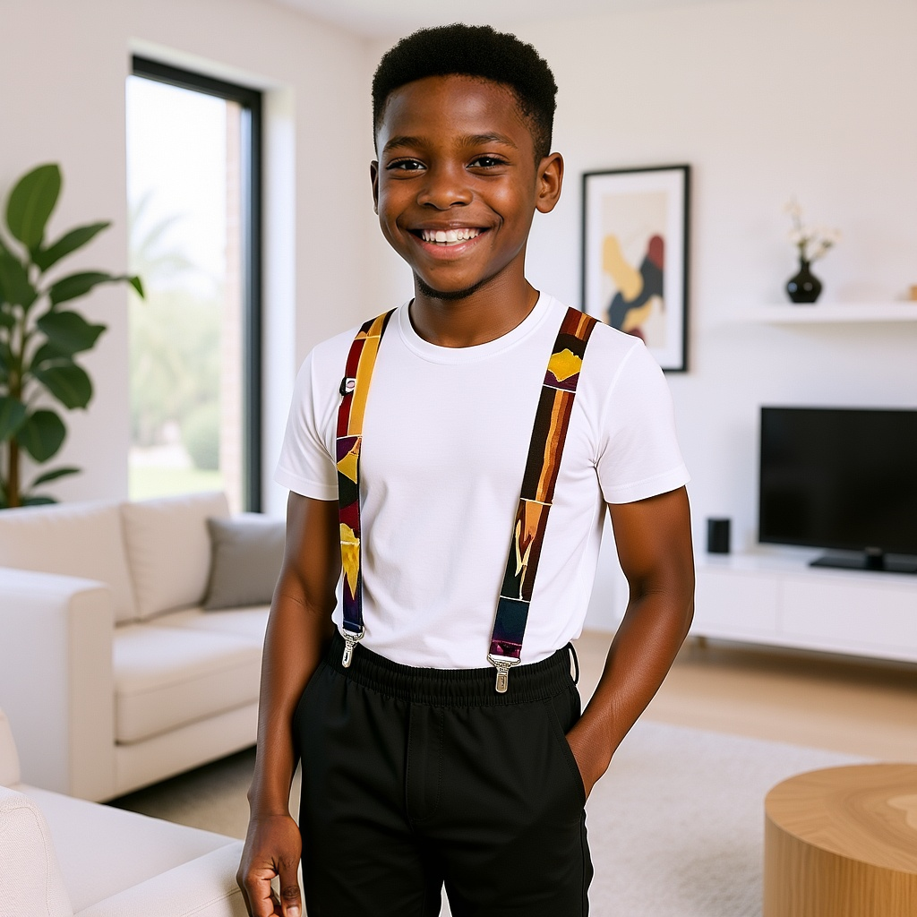 Boys African Print Suspenders