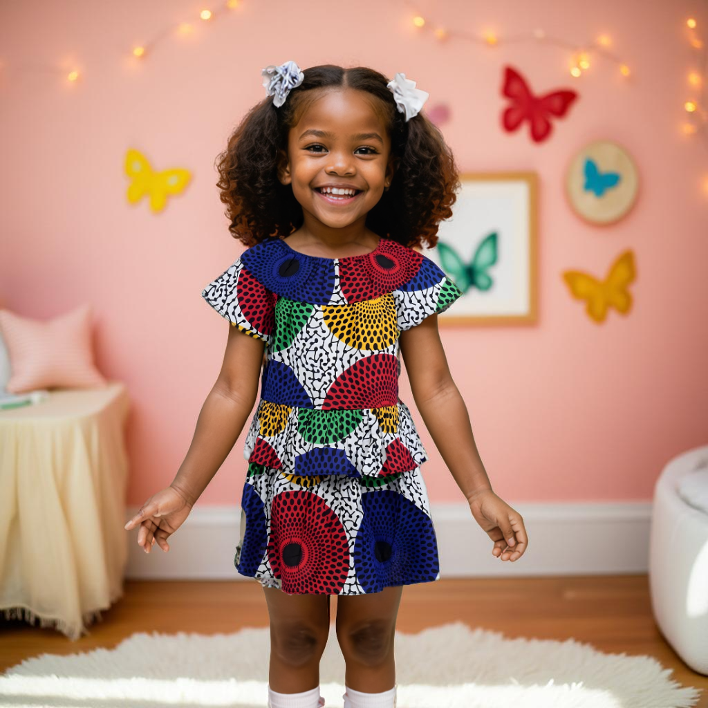 Girl's Ankara Top & Skirt Set