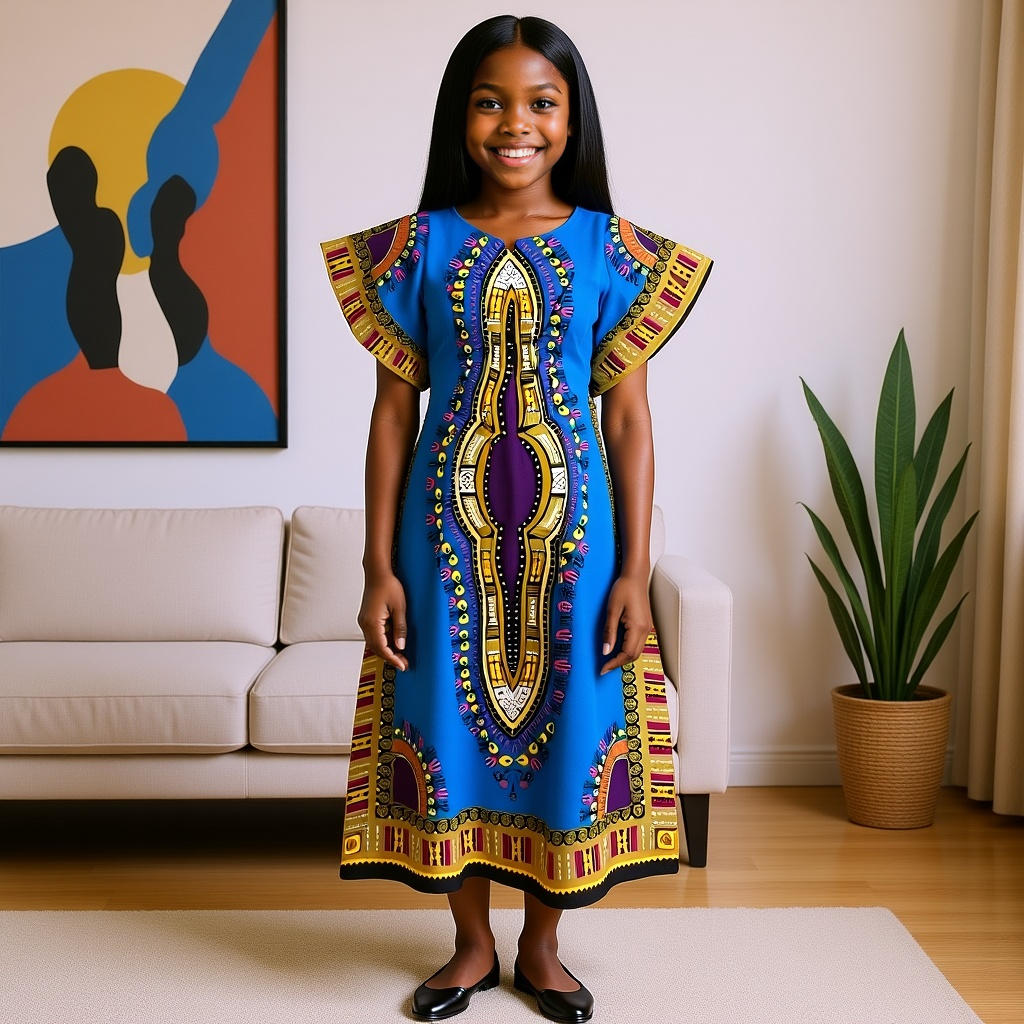 Girl's Dashiki Kaftan Dress