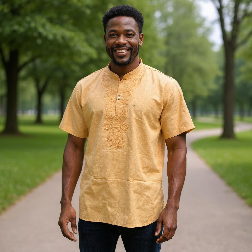 Men's Linen Embroidered Dashiki Shirt