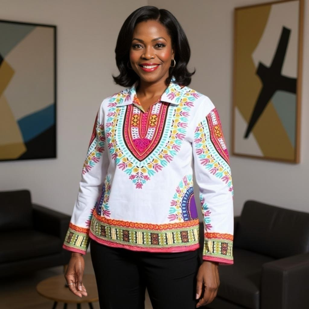 Traditional Print Unisex Dashiki Shirts (Medium Size)