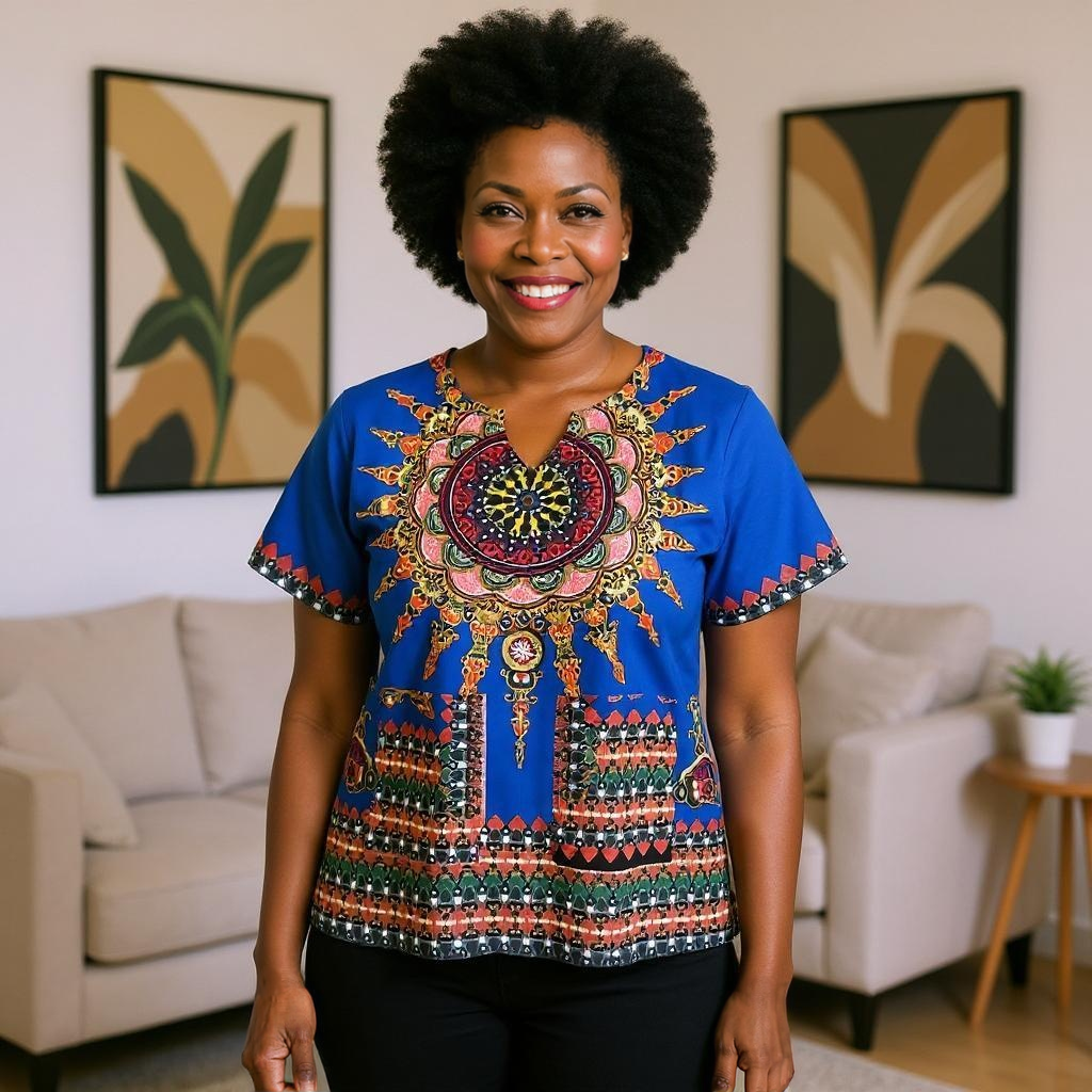 Traditional Print Unisex Dashiki Shirts (Medium Size)