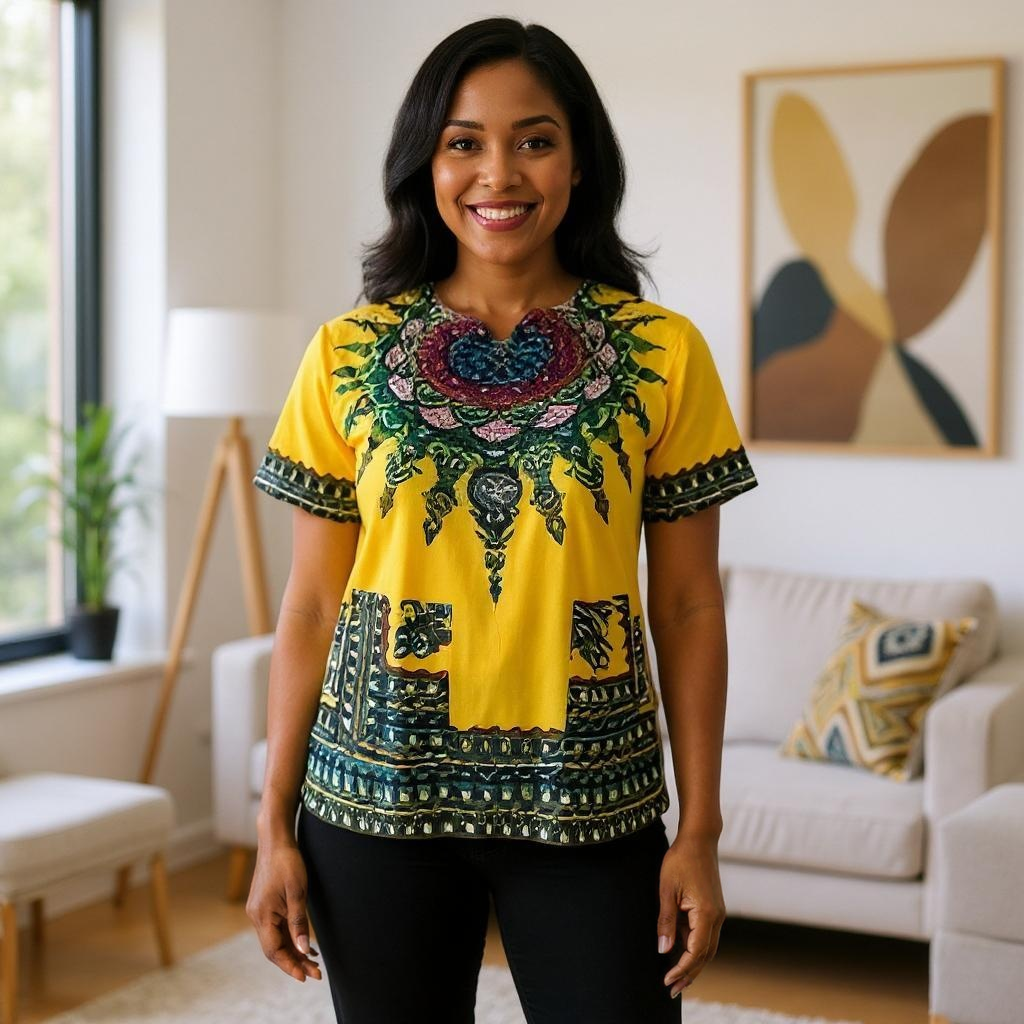 Traditional Print Unisex Dashiki Shirts (Medium Size)