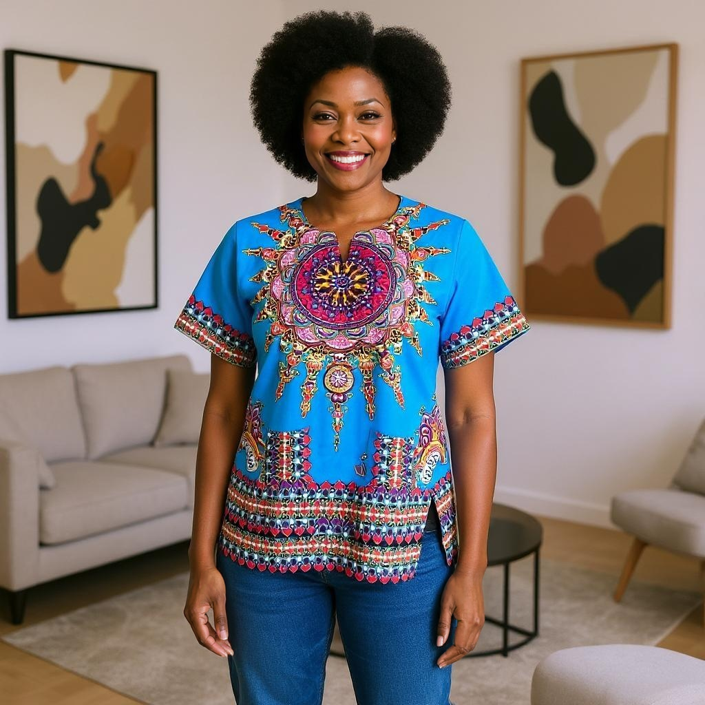 Traditional Print Unisex Dashiki Shirts (Medium Size)