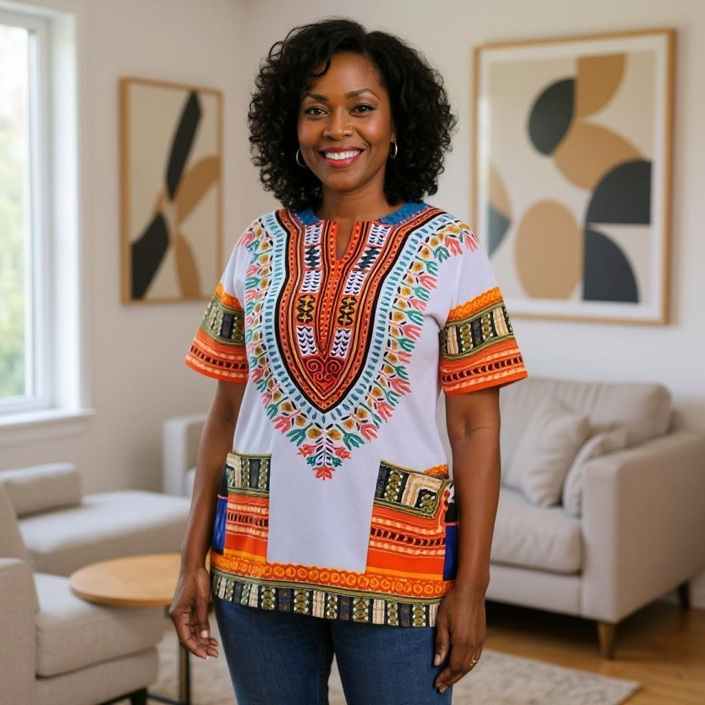 Traditional Print Unisex Dashiki Shirts (Medium Size)