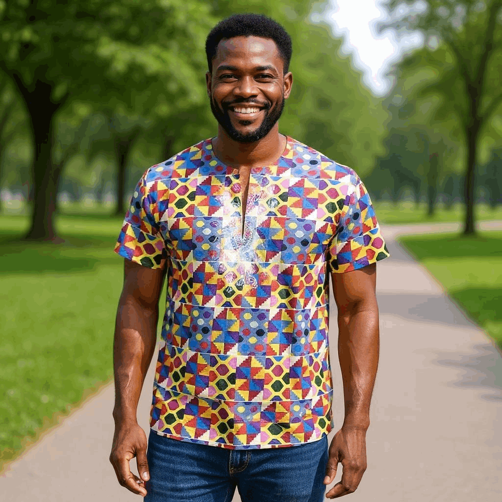 African Colorful Patchwork Print Gambia Dashiki Shirt