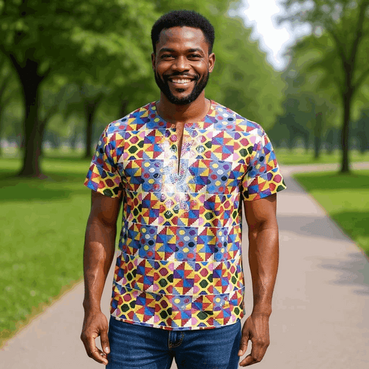 African Colorful Patchwork Print Gambia Dashiki Shirt
