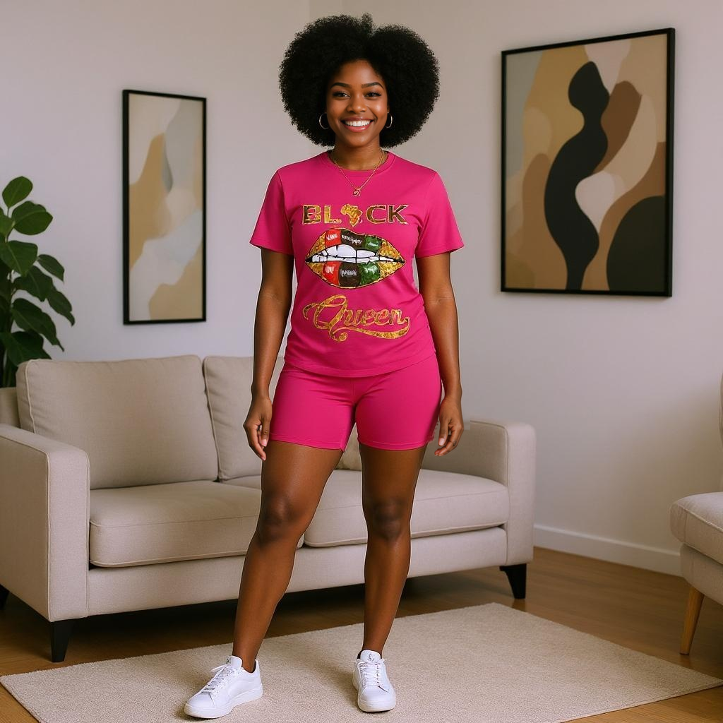 Queen Lips Printed Shorts Set