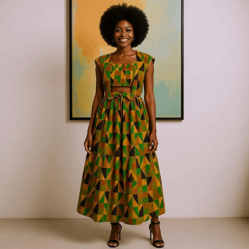 African Print Vest Top w/Tube Top and Skirt Set