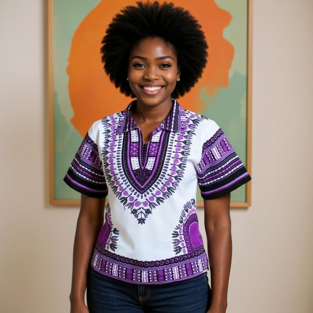 Traditional Print Unisex Dashiki Shirts (Medium Size)
